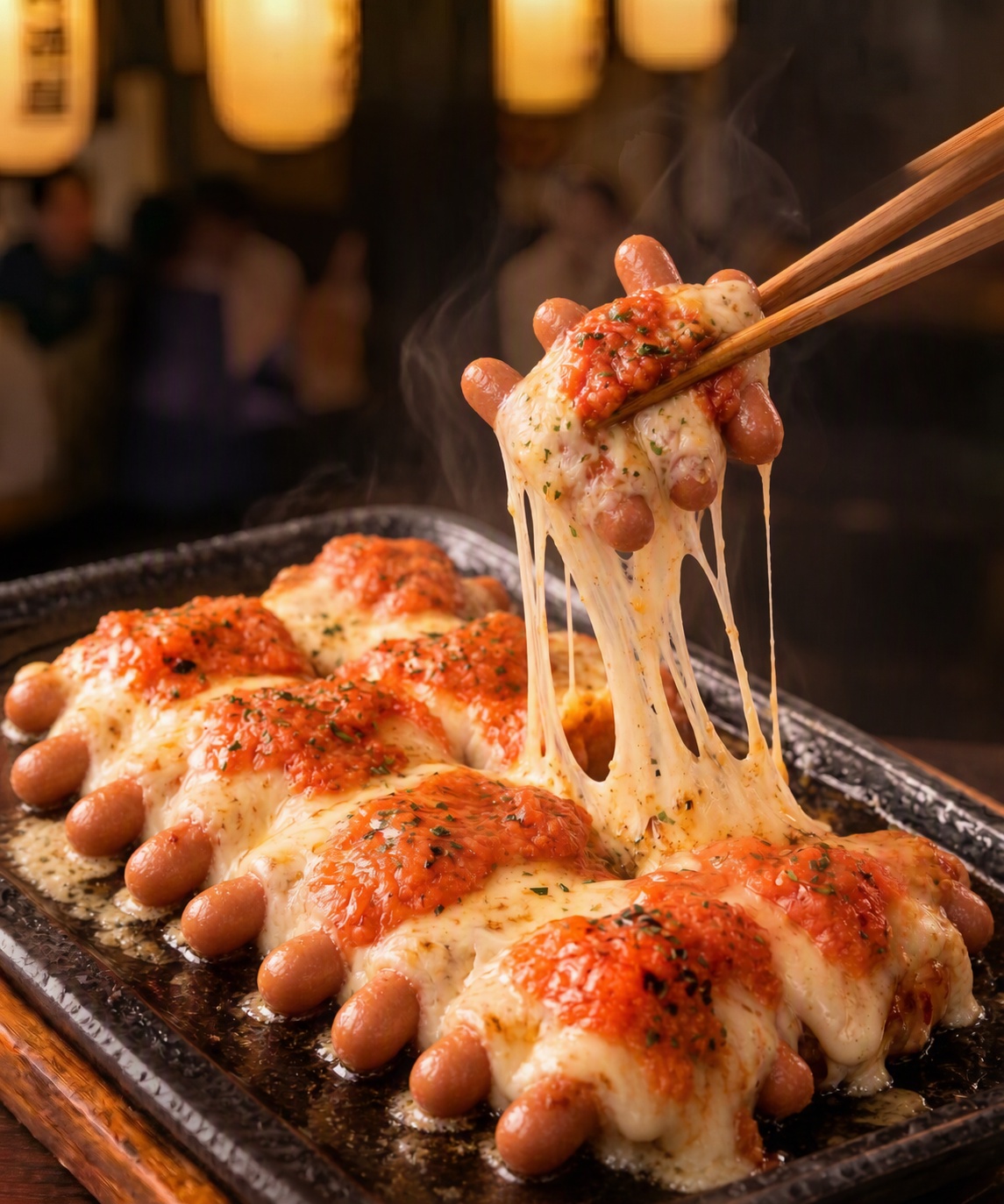 明太チーズポークビッツ <br />
            （長浜屋台 明太中毒）